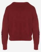 glo-story Cardigan Bordeaux cu Nasturi cu Flori Brodate Tustara