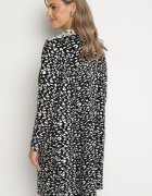 glo-story Cardigan Negru-Alb Fără închidere cu imprimeu leopard cu buzunare Riashelle