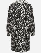 glo-story Cardigan Negru-Alb Fără închidere cu imprimeu leopard cu buzunare Riashelle
