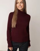 glo-story Cu guler înalt clasic cu manșete elastice striate Perite Bej Bej Bordo