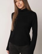 glo-story Cu guler înalt clasic cu manșete elastice striate Perite Bej Bej Negru