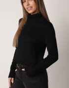 glo-story Cu guler înalt clasic cu manșete elastice striate Perite Bej Bej Negru