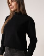 glo-story Cu guler înalt clasic cu structură cu nervuri Zircona Negru