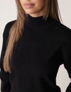 glo-story Cu guler înalt clasic cu structură cu nervuri Zircona Negru
