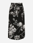glo-story Fustă Neagră Tip Plic cu Talie Înaltă Florală cu Legătură Lunavessa
