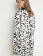 glo-story Kardigan Alb-Negru Fără Închidere cu Imprimeu Leopard cu Buzunare Riashelle