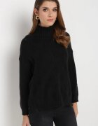 glo-story Maletă Negru din tricot de pulover cu mâneci lungi și manșete Saratte