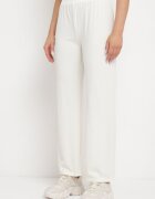 glo-story Pantaloni albi striati largi cu elastic în talie Drasia