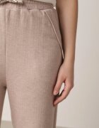 glo-story Pantaloni Bej cu talie înaltă Decorați cu șnururi Akleria