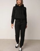 glo-story Pantaloni de trening izolați cu bumbac tip jogger cu manșete Obsida Negri