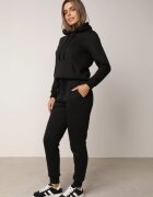 glo-story Pantaloni de trening izolați cu bumbac tip jogger cu manșete Obsida Negri