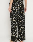 glo-story Pantaloni Negre cu Talie Înaltă cu Imprimeu Floral Borsedi