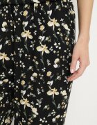 glo-story Pantaloni Negre cu Talie Înaltă cu Imprimeu Floral Borsedi