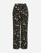 glo-story Pantaloni Negre cu Talie Înaltă cu Imprimeu Floral Borsedi