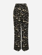 glo-story Pantaloni Negre cu Talie Înaltă cu Imprimeu Floral Borsedi