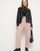 glo-story Pantaloni Roz cu Talie Înaltă Decorați cu Șnururi Akleria
