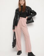 glo-story Pantaloni Roz cu Talie Înaltă Decorați cu Șnururi Akleria