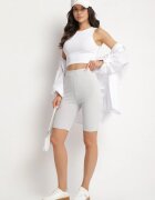 glo-story Pantaloni scurți ciclism Gri deschis din Material Reiat Adrase