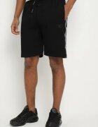 glo-story Pantaloni scurți Negri de Trening cu elastic în talie și ornamente laterale Mepassa
