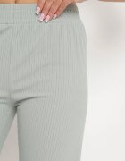 glo-story Pantaloni Verzi Striati Largi cu elastic în talie Drasia