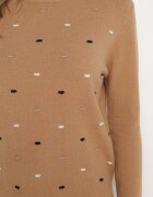 glo-story Pulover Bej închis Clasic cu Broderii Decorative în Față Rerilaine