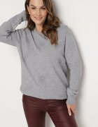 glo-story Pulover Clasic Gri Decorat pe Laterale cu Nasturi Lorethiel