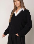 glo-story Pulover Coralla cu decolteu în V cutie Negru