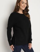 glo-story Pulover Negru Clasic Decorat pe Laterale cu Nasturi Lorethiel