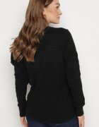 glo-story Pulover Negru Clasic Decorat pe Laterale cu Nasturi Lorethiel