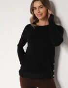 glo-story Pulover Negru cu Nasturi pe Lateral Tusiana