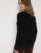 glo-story Pulover Negru cu Nasturi pe Lateral Tusiana