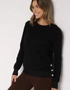 glo-story Pulover Negru cu Nasturi pe Lateral Tusiana
