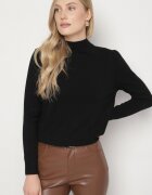 glo-story Pulover Negru Neted cu semi-guler în stil casual Unallia