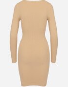 glo-story Rochie Bej Tricotată Reiată cu Croială Mulată Irisaria