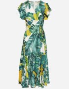glo-story Rochie Cloș Verde cu Legătură cu Imprimeu Floral Janitaie