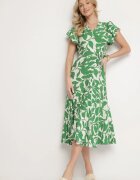 glo-story Rochie Cloș Verde deschis cu cordon cu imprimeu floral Janitaie