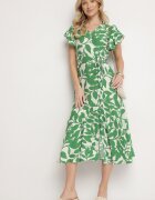 glo-story Rochie Cloș Verde deschis cu cordon cu imprimeu floral Janitaie