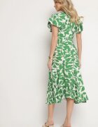 glo-story Rochie Cloș Verde deschis cu cordon cu imprimeu floral Janitaie