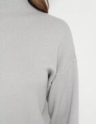 glo-story Rochie Mini Tip Pulover Gri Deschis din Tricot Neted Narel