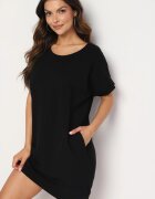 glo-story Rochie Neagră cu croială dreaptă tip T-shirt cu croială scurtă Orlella