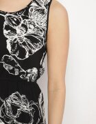 glo-story Rochie Neagră cu Imprimeu Floral cu Croi Cloș cu Elastic în Talie Neleldi