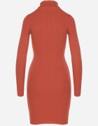 glo-story Rochie Portocalie Mulată din tricot reiat cu guler înalt Seralinda