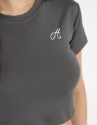 glo-story T-shirt Crop Top Gri închis Decorat cu o literă Koliviela