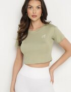 glo-story T-shirt Crop Top Verde deschis Decorat cu o literă Koliviela
