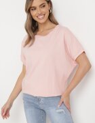 glo-story T-shirt roz cu Mâneci Scurte și Spate Mai Lung Cercisa