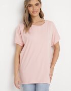 glo-story T-shirt roz cu Mâneci Scurte și Spate Mai Lung Cercisa