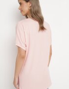 glo-story T-shirt roz cu Mâneci Scurte și Spate Mai Lung Cercisa