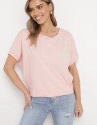 glo-story T-shirt roz cu Mâneci Scurte și Spate Mai Lung Cercisa