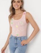 glo-story Top din bumbac Roz deschis cu motiv floral Bileria