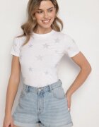 glo-story Tricou alb din bumbac cu aplicații cu stele din zirconiu Tenivella